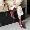 2025 Autumn and Winter New Pointed Thin Heel High Heel Temperament Patent Leather French Fashion Sexy Beautiful Women Short Boots