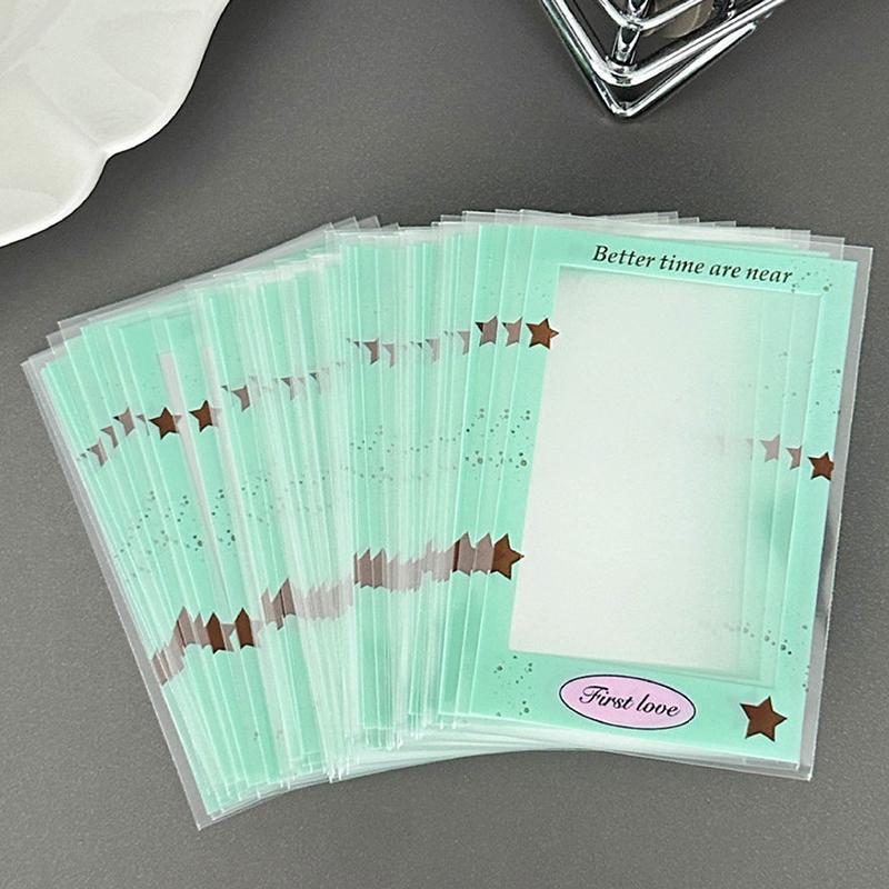 50Pcs Cartoon Small Card Case Star Photo Protection Card Film Packaging Bag Waterproof Anti-Fouling Transparency Photo Album