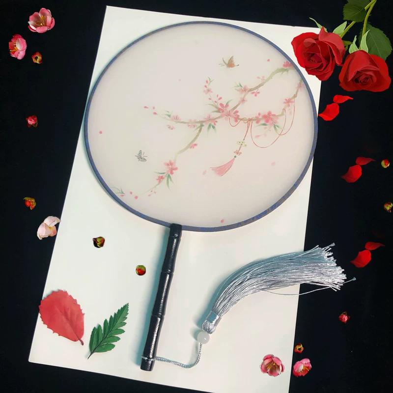 New Semi-Transparent Ancient-Style Round Fan, Double-Sided Palace Fan, Bridal Round Fan, Dance Fan, Chinese Style Classical Hanfu Small Fan