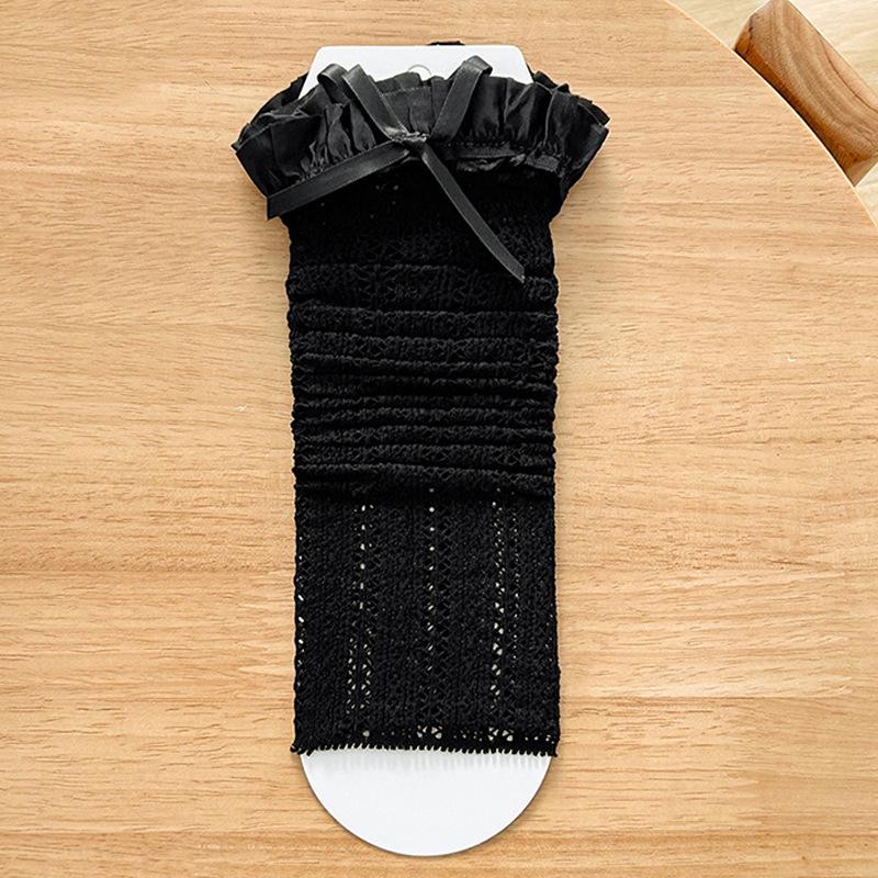 

Японские милые гольфы до икры с кружевной отделкой и чехлом для носков для ботфортов для женщин чёрный