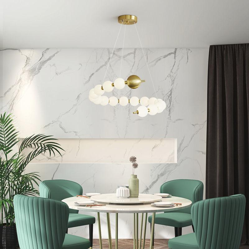 Modern minimalist living room pendant light, luxurious and designer dining room bedroom villa circular art pendant light fixture