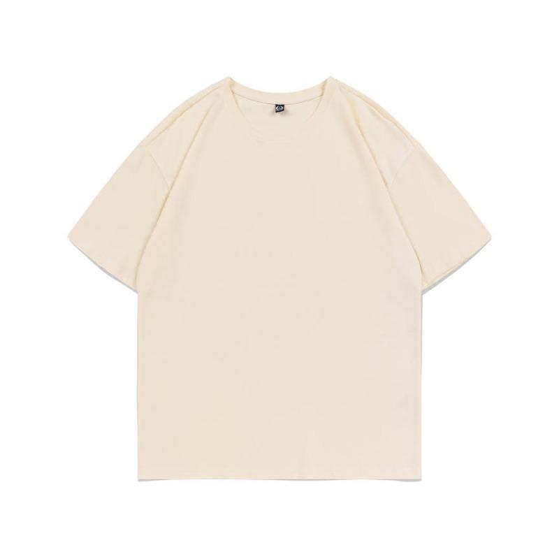 Summer new 200g pure cotton small shoulder youth campus sports and leisure loose solid color round neck short sleeves