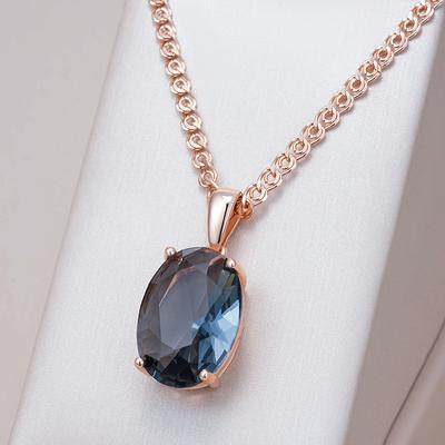 Ovale Graue Kristallanhänger Halskette für Damen Roségoldfarben mit Natürlichem Zirkon Hohe Qualität Täglicher Feinschmuck