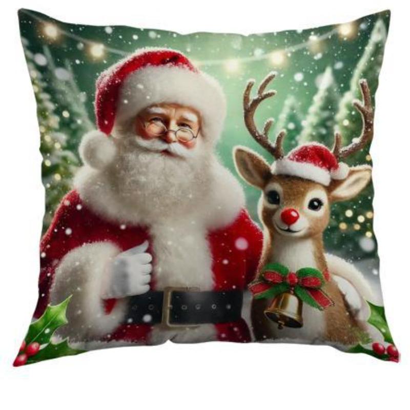 

Рождественская наволочка с принтом рождественской елки и снеговика, наволочка для подушки, украшение для дома, наволочка для подушки 45*45cm