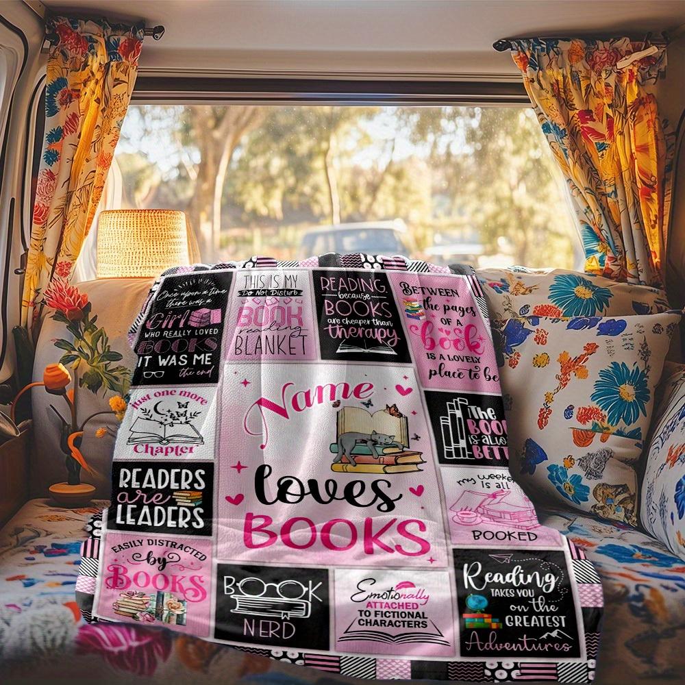 Reading Book Lovers Customize Your Name Rv Blanket Cozy Soft Lightweight Allseason Multipurpose Blanket For Travel Camping Picnics Sofas Rvs Beds