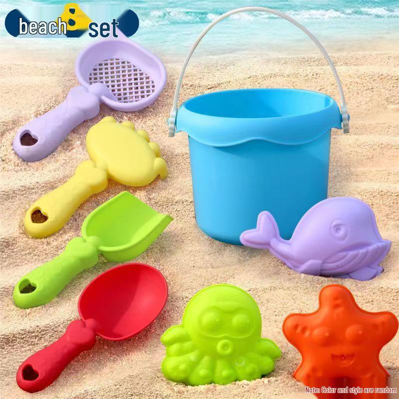 Lekeplasssett for barn til strand og hage: Sandformer, spader og timeglassverktøy