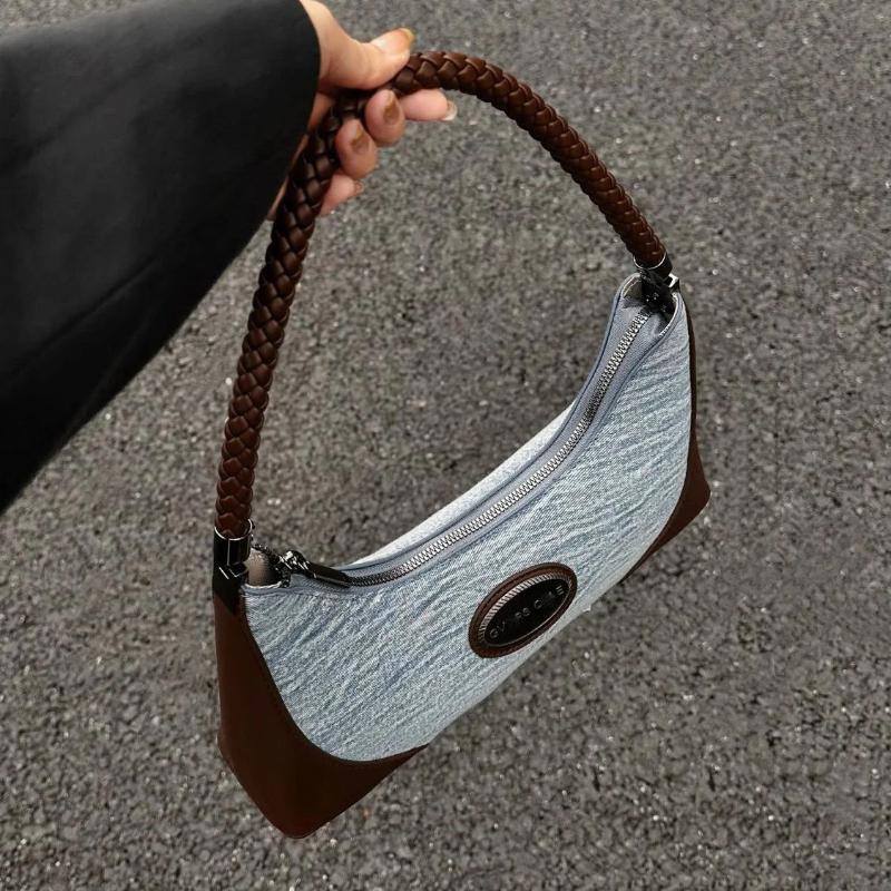 Compact Versatile High-end Armpit Bag for Women Retro Fashion Hand-held Bag Versatile Niche Denim Shoulder Bag