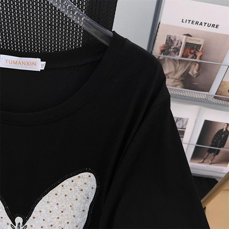 Round Neck Plus Size Mid-Length Loose Short-Sleeve Women's T-Shirt (200/300/350 Jin)