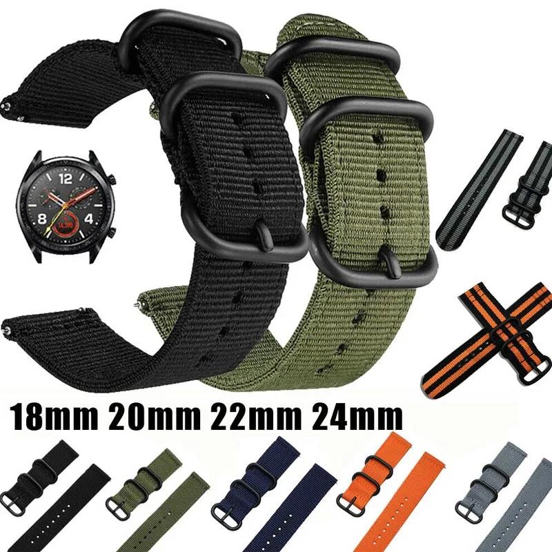 18mm 20mm 22mm 24mm Nylon Fabric Watch Bands Sport Strap For Samsung Galaxy Watch 3 Band Bands Amazfit GTR GTS Huawei GT2 3