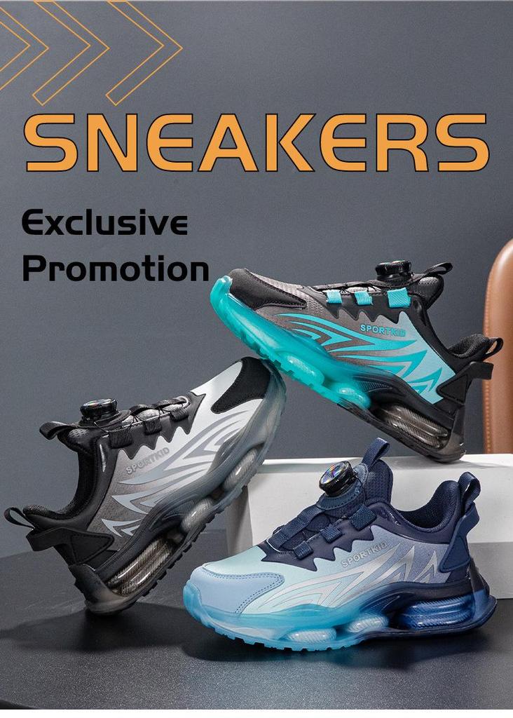 2026 Spring Boys' Non-slip Leather Running Shoes with Rotary Buckle for Kids