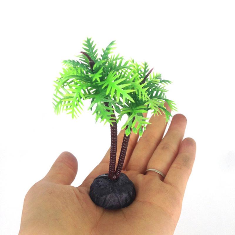 Artificial Water Plants & Rockery Bonsai Accessories for Fish Tanks - Small Coconut Tree Landscaping
