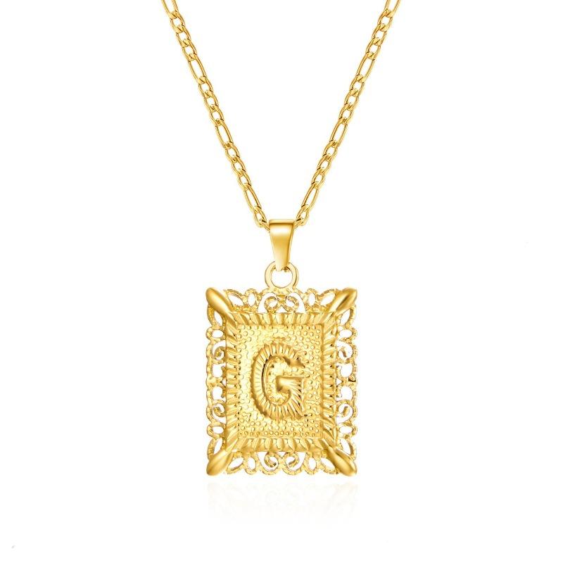 European and American style simple square 26 letter pendant necklace women's personality high-end design jewelry