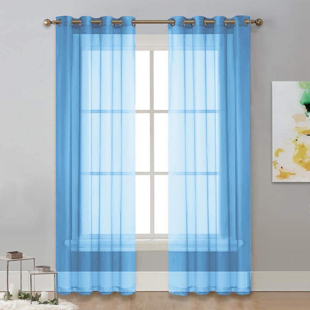 Solid Color Perforated Trylene Semi-Blackout Voile Curtain for Living Room or Balcony