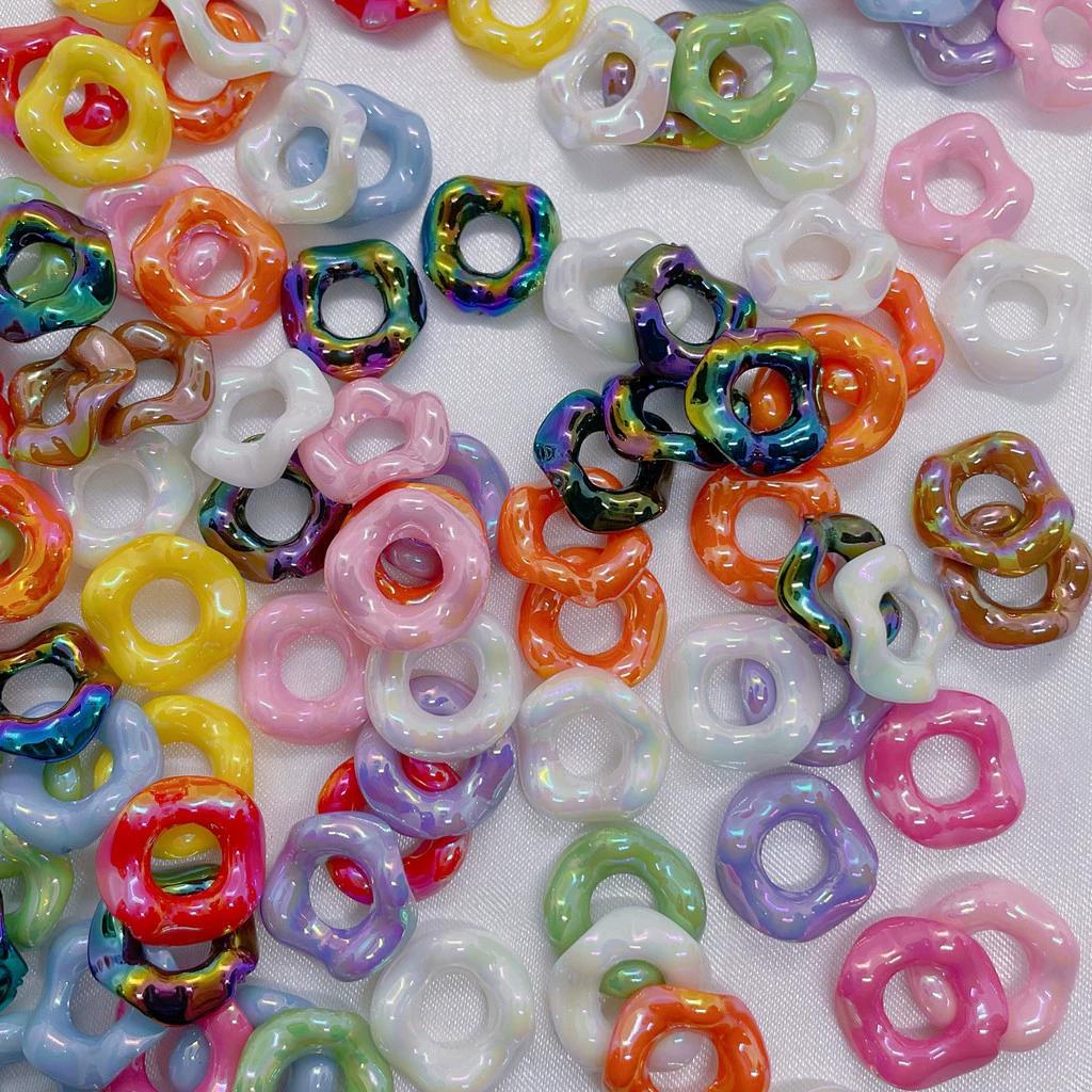 Hexagonal wavy big hole stack bead diy mobile phone chain bag pendant jewelry Beaded pen bracelet necklace jewelry accessories