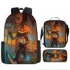 Halloween Backpack Pumpkin Ghost 3-Piece Set Schoolbag Kids Shoulder Bag Cute Bookbag for Boys Girls