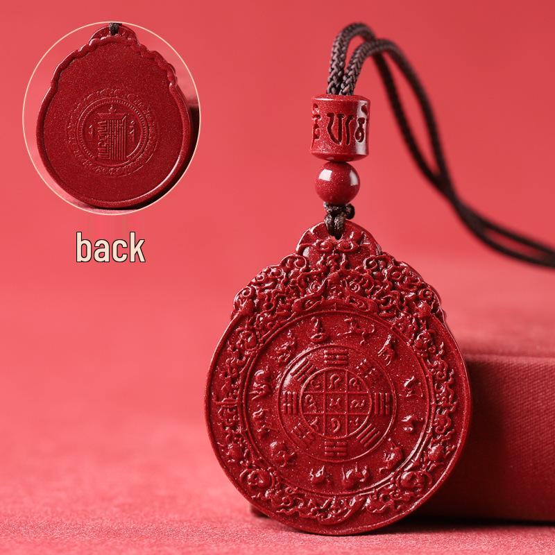 Nine Palaces Cinnabar Bagua Pendant - Purple Gold Sand Men's & Women's Necklace