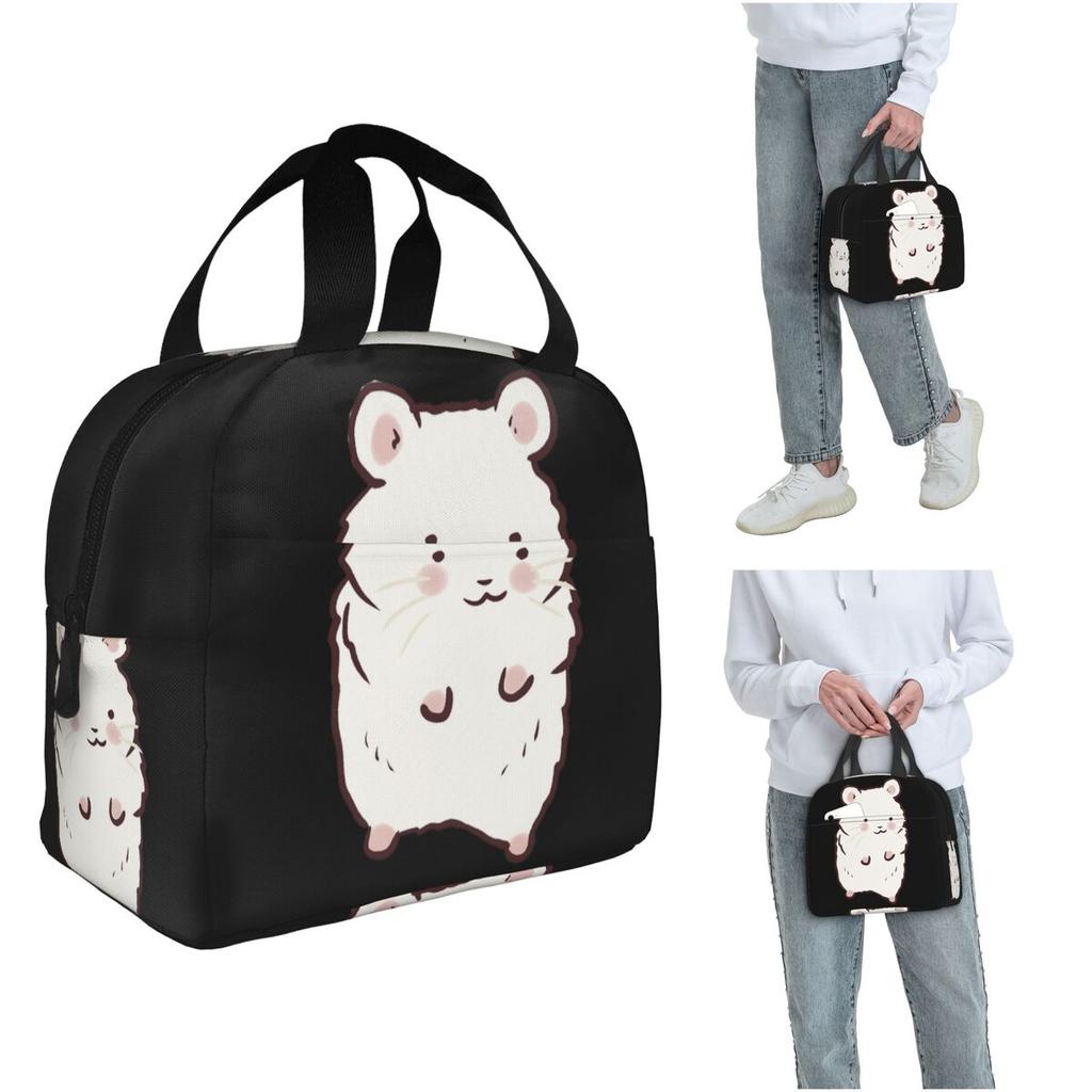 Cute Hamster Drawing Insulated Lunch Bag for Women Kids Portable Food Boxes Thermal Lunch Box Tote