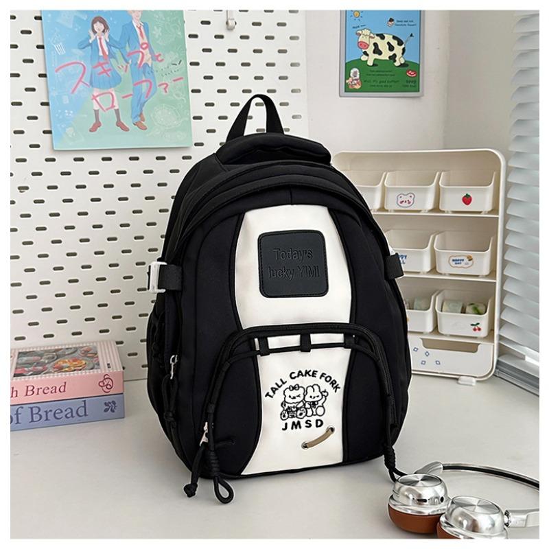 High Value, Fresh and Sweet, Contrasting Color Splicing Backpack, Girl Junior High School Student Lightweight Backpack