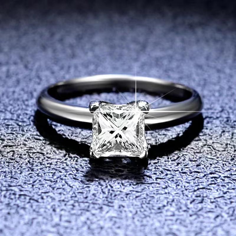 Mode Echt Moissanit Diamant Vier Zinken Platz Ring Reine S925 Sterling Silber für Frauen Edlen Schmuck Hochzeit Geschenk