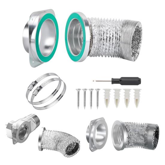 1 Set Exhaust Connector Metal Housing Magnetic Dryer Vent Connector Kit Easy Cleaning Air-Tight Exhaust Joint