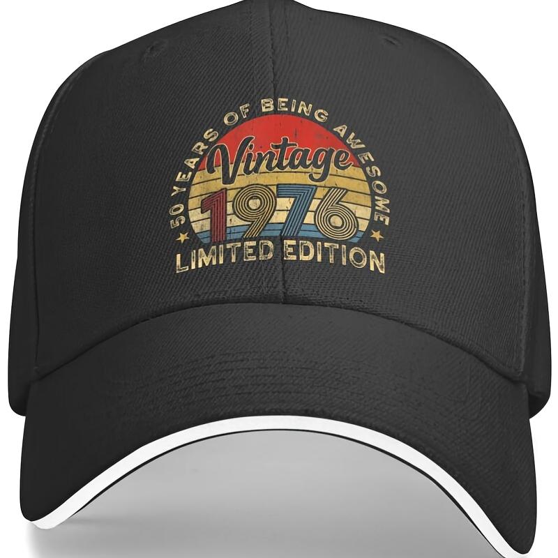 Vintage 1976 50 Years of Being Awesome Baseball Cap Polyester Limited Edition Retro Gift Hat