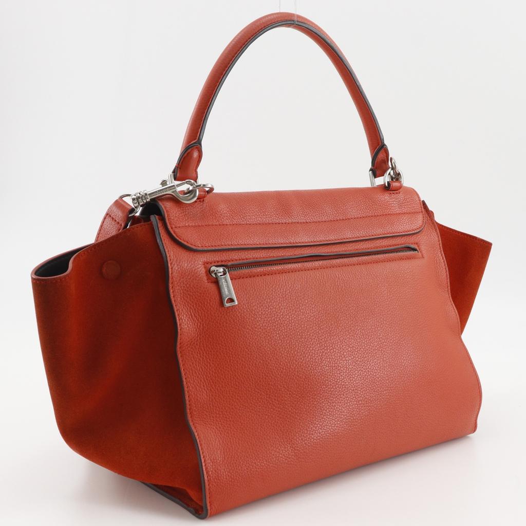 CELINE Trapeze Medium Handbag S-SN-0112 2WAYShoulder Orange leather Women Used