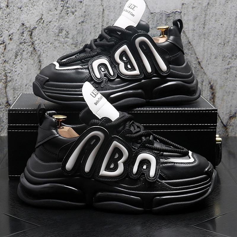 

Мужская обувь, модная мягкая подошва, повседневная обувь на шнуровке, толстая подошва, спортивная обувь для бега, удобная, нескользящая, легкая мужская обувь 38 чёрный