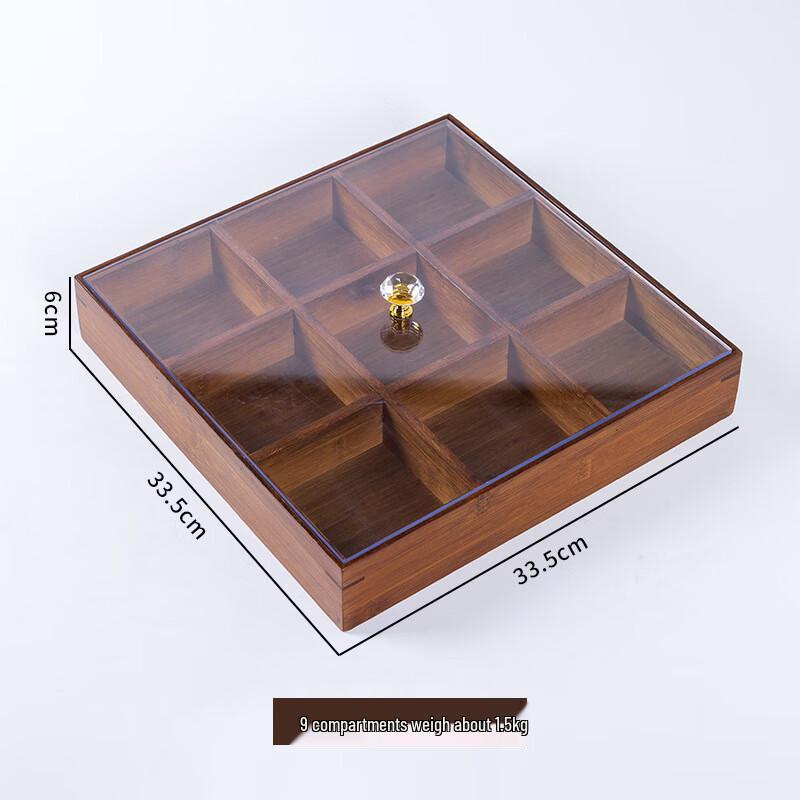 Compartmentalized Bamboo Serving Tray 33.5x33.5x6cm