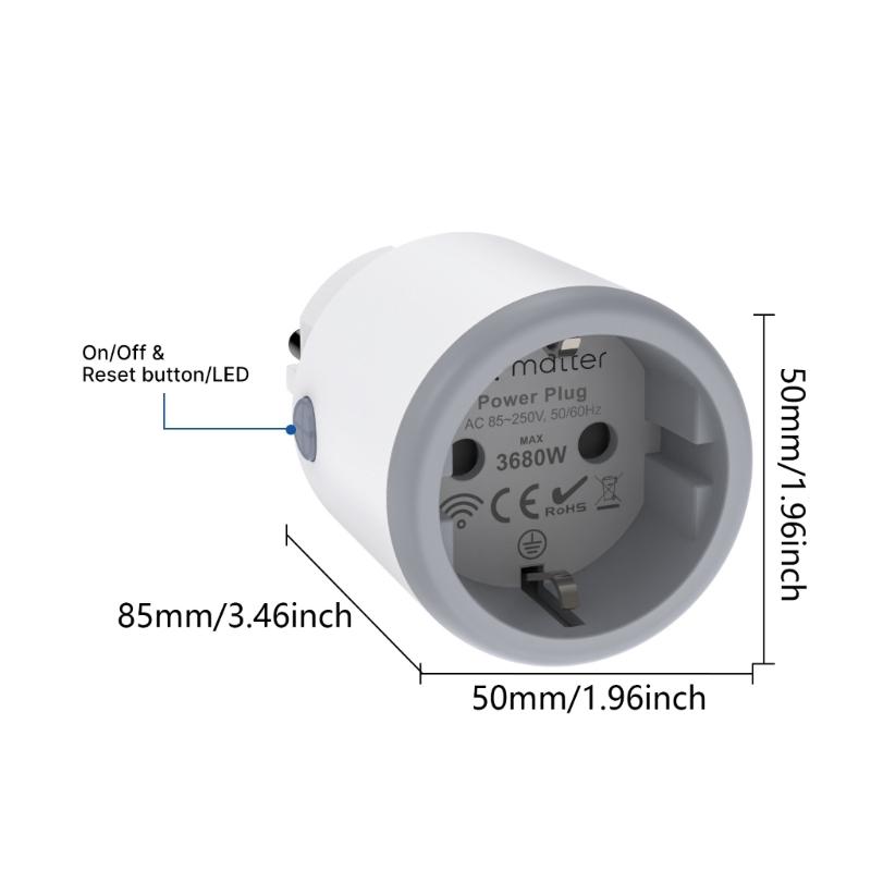 16A WiFi Intelligent Socket Matter WiFi Socket Timer Outlet Power Monitor Support Voice Control Power Switch For Home
