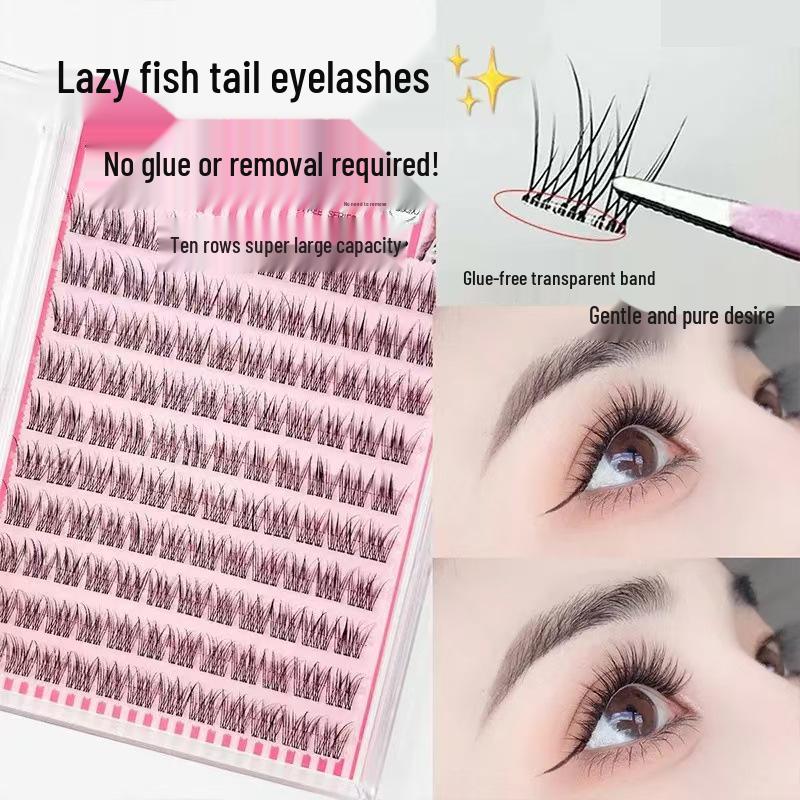 Yu Shuxin's Stemless Fishtail False Eyelashes - Natural, Segmented, Single Cluster Design
