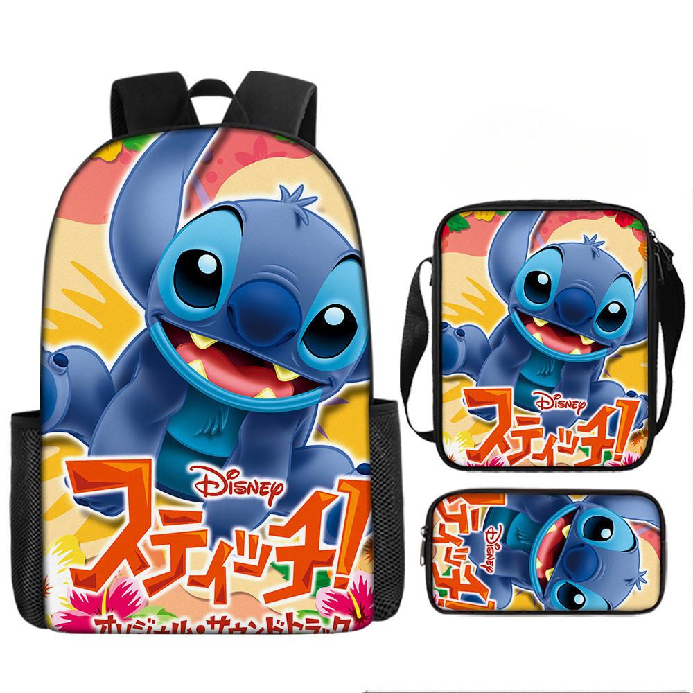 Disney Stitch School Backpack Oxford Cloth Lightweight Breathable Bookbag For Kids