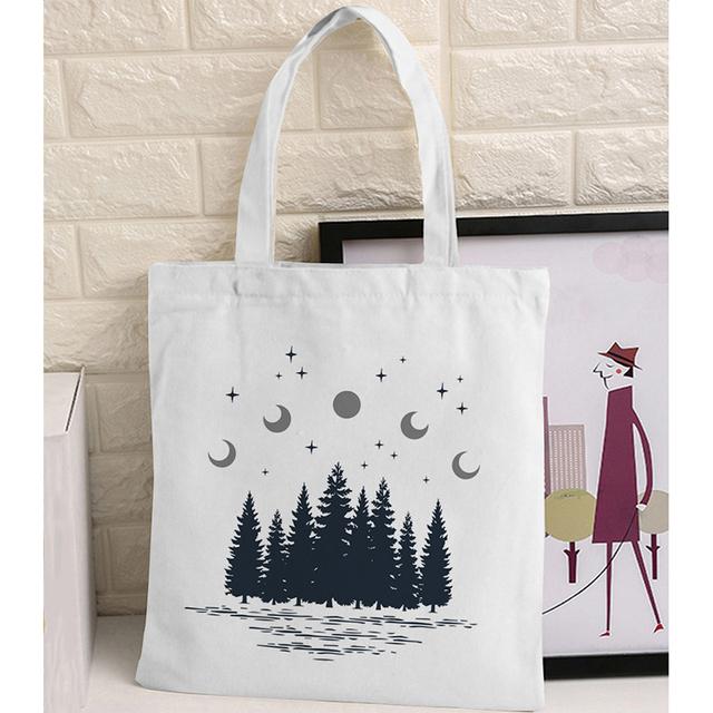 Women Graphic College Harajuku Shopper Bag Van Gogh Sunflower Starry Sky Shopping Bag Women Canvas Shoulder Bag Large Tote Bag