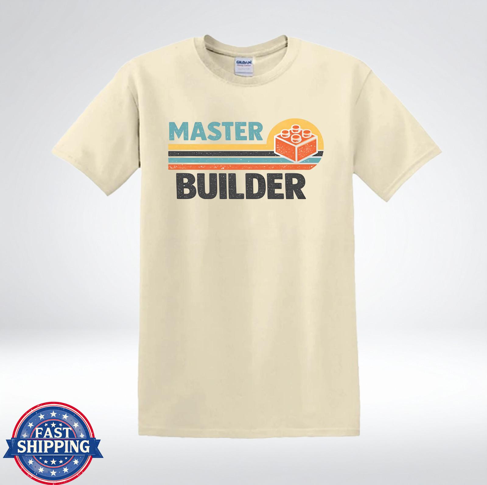 Master Builder Vintage Toy Brick Lover Graphic T-Shirt M