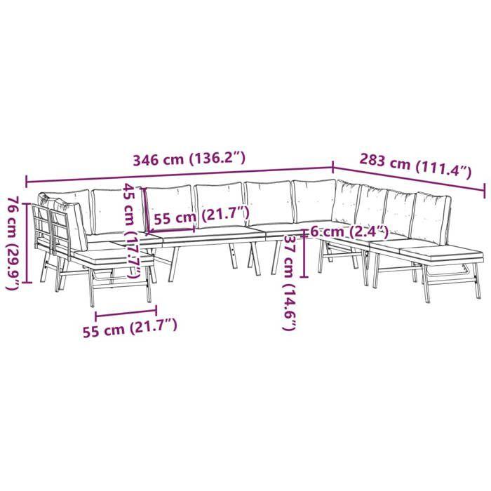 VidaXL Ensemble de bancs de jardin avec coussins 7 pcs noir, ensemble de meubles d’extérieur, ensemble de pique-nique 3283728