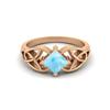 5MM Square Larimar Gemstone 925 Sterling Silver Rose Plated Solitaire Celtic Women's Engagement Ring