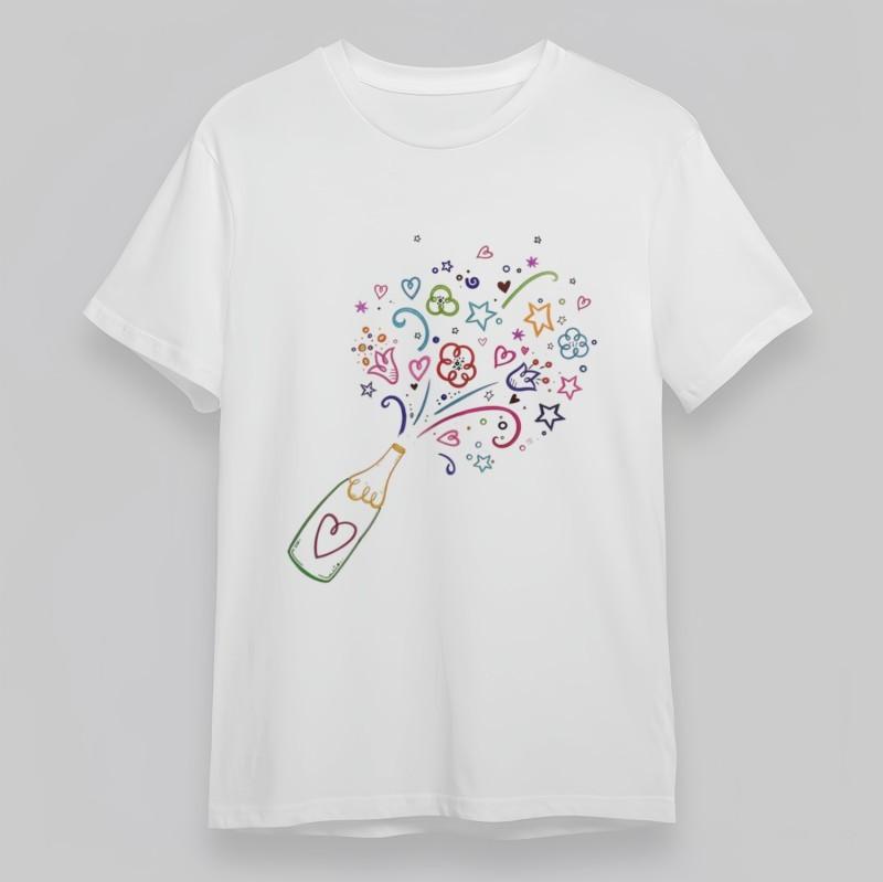 

Women s Plus Size Classic T-Shirt Colorful Heart Star Bottle Explosion Tee USA 4XL