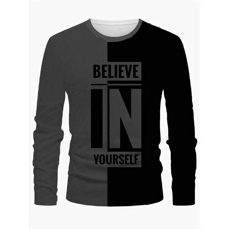 Módní 3D digitální tisk Kreativní graffiti vzor Pánské tričko s dlouhým rukávem a kulatým výstřihem Ležérní jarní a podzimní venkovní nošení Pohodlné