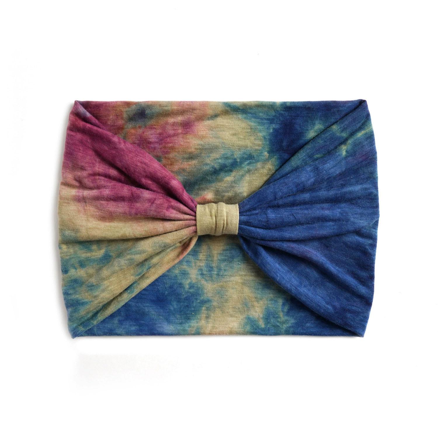 Women s Extra Wide Tie-Dye Rainbow Yoga Sports Headband Cross-Border Elastic Hair Band Sweat Absorption and Antiperspirant