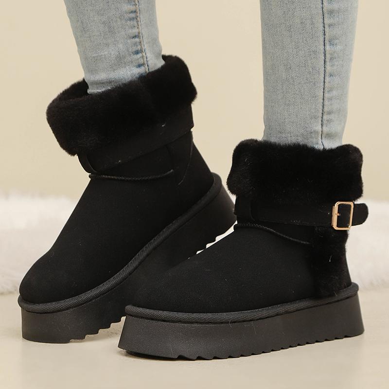 Fashion New Fluffy Rabbit Fur Warm Snow Boots for Women Winter Thick Plush Cotton Shoes Woman Faux Suede Non Slip Platform Ankle Boots