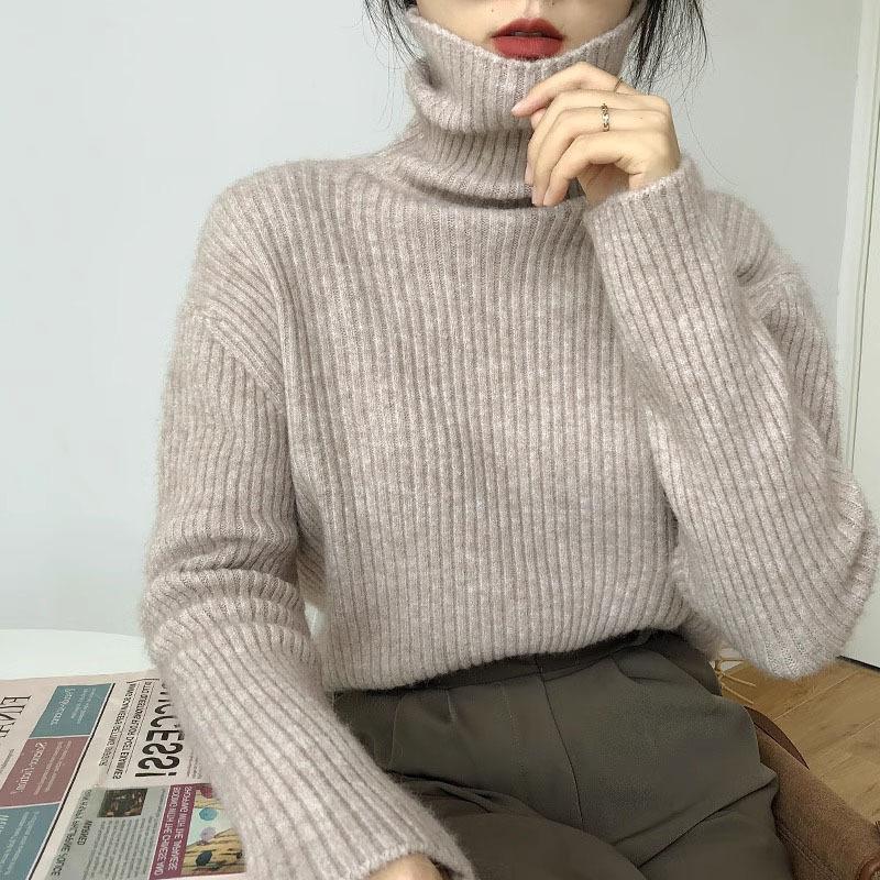 

Свободный ленивый простой свитер для женщин осень-зима ретро трикотаж One size пшеничный