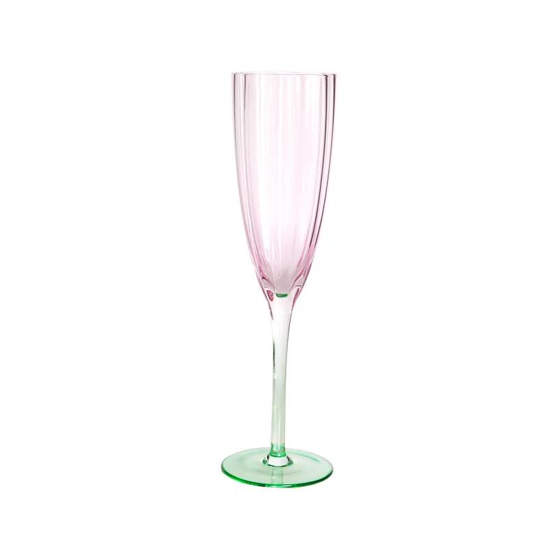 Retro Bägare Färggradient Rosa Blomma Kopp Blyfritt Glas Champagne Vinglas Nordisk Lätt Lyx Klar Medeltida Kronbladsbägare