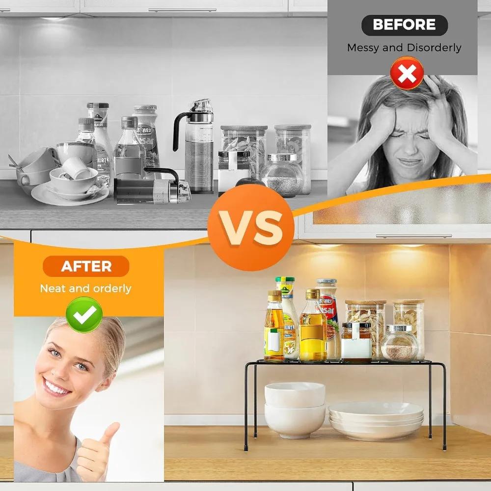 Kitchen Cabinet Organizer Shelf Iron Storage Rack Holder Bathroom Cabinet Organizer Food Pantry Organization and Storage Shelves