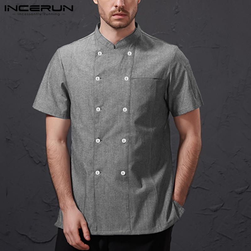 INCERUN Unisex Casual Soft Chef Shirts 
