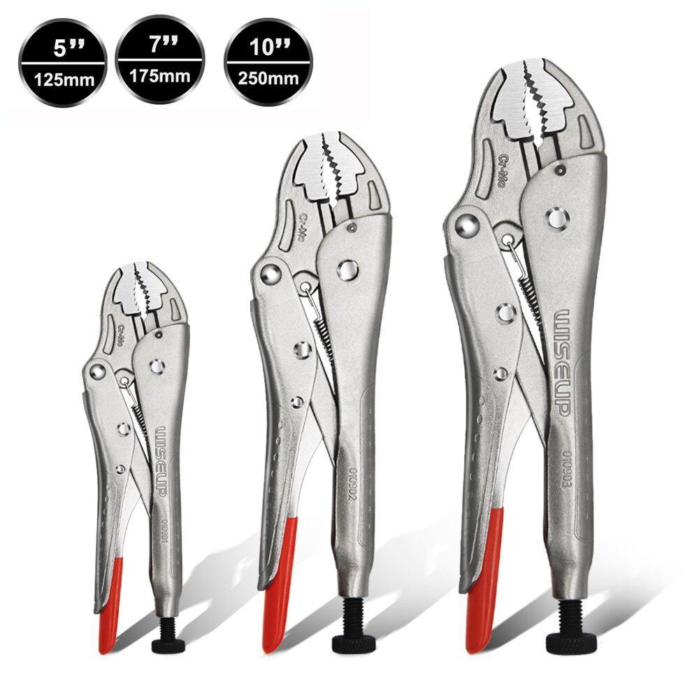 WISEUP 5" 7'' 10'' Curved Jaw Locking Plier Adjustable Nut Pliers Set For Water Pipe Car Mechanical Maintenance Home Hand Tools