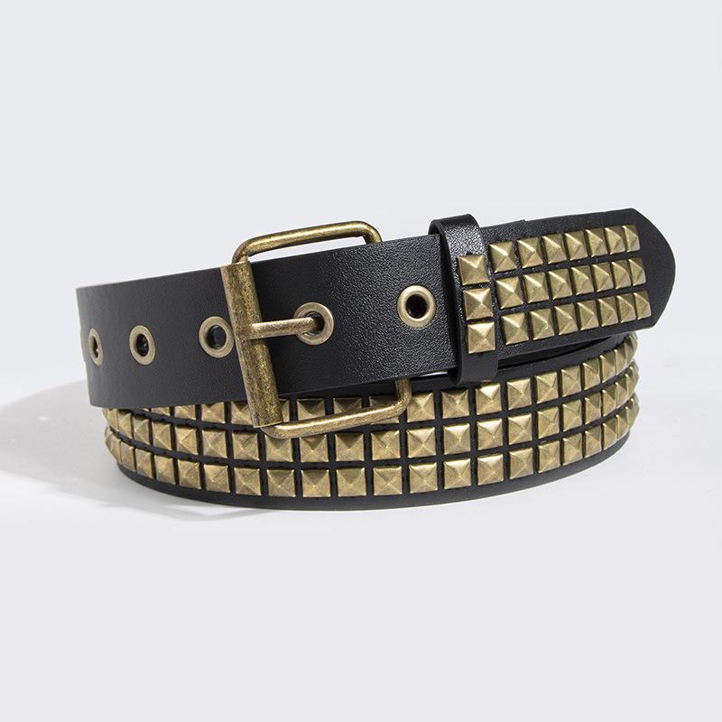 Ladies' Basic Square Studs Punk Street Style Stylish and Rustic Style Women's Belt, Eye-catching Women's Belt