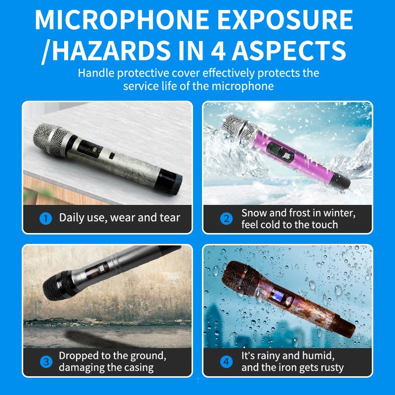 1 Set Rubber Handle Cover Wireless Microphones Handle Sleeve For Ktv Singers Rubber Antidrop Protective Cover