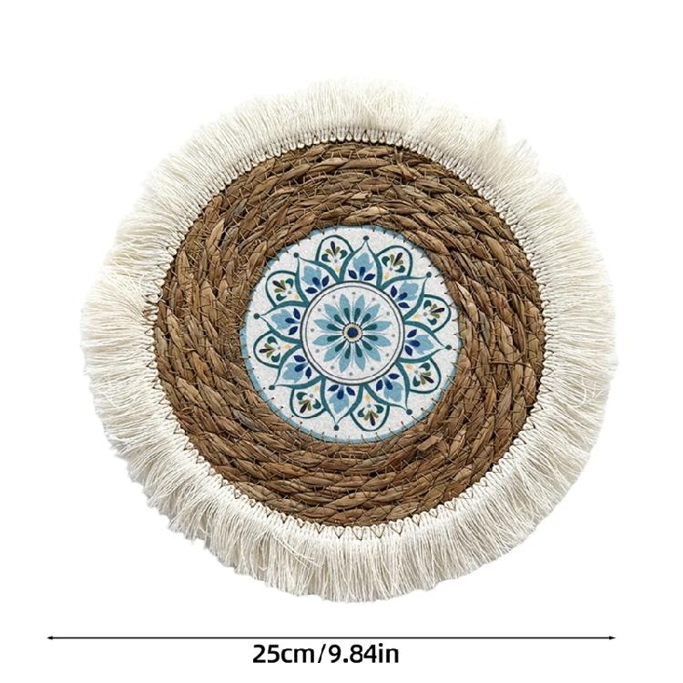Individualisierte Rattan-Wanddekorationen Einzigartiger runder Wandbehang aus Grasgeflecht