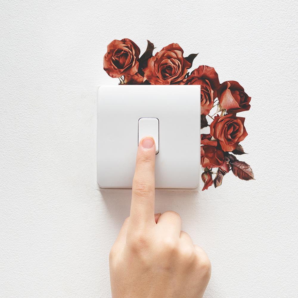 Autocolante de perete pentru înfrumusețarea fundalului de dormitor cu trandafiri pictați și living