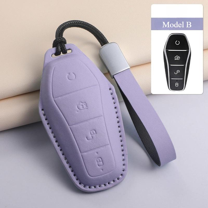

For BYD PU Leather Macaron Color Car Key Cover Seagull/Dolphin/SEAL U DM-i/ATTO03 Car Key Conversion Protective Cover