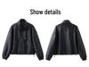 Women's Petite Leather Stand-Collar Jacket - Slimming, Stylish Motorcycle Style, Spring 2026 Fashion